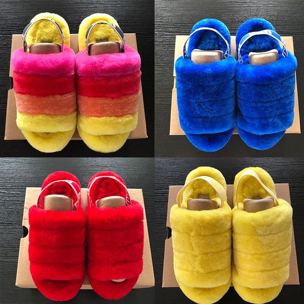 ladies fluffy slippers women kids pantoufles sandals fashion hausschuhe oh yeah casual shoes flat hairy designer flip flops slippe2579, Black